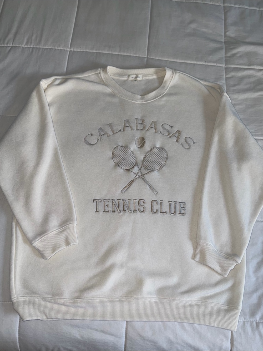 Calabazas Tennis Club Off White Soft Crewneck Sweater- Large